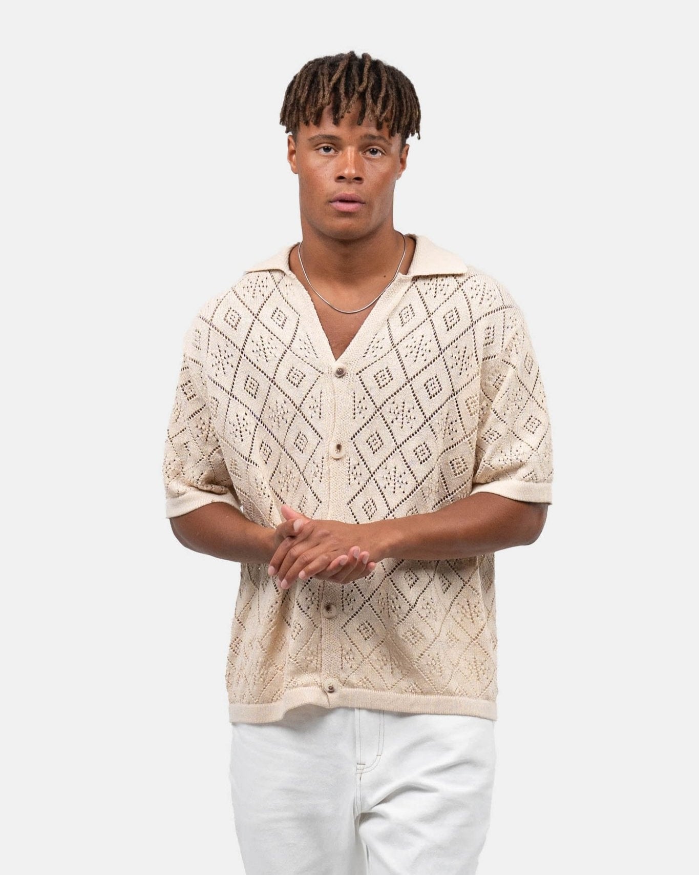 Kortærmet Crochet Skjorte Beige | Skagen - clothing.dk